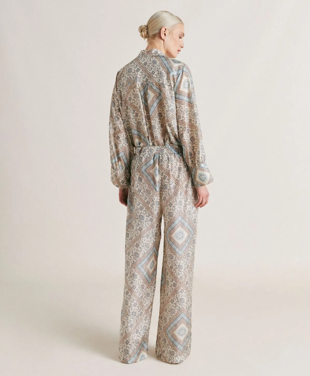 Pantalon Haboutai En Soie De Lanzarote - Creme/Poussiereux