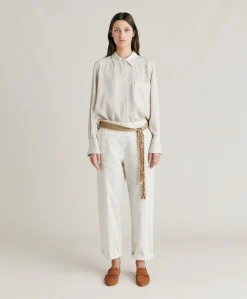 Pantalon Idaho Check Seersucker - Creme/Boue