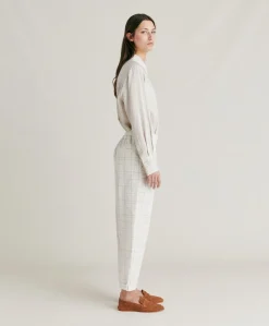Pantalon Idaho Check Seersucker - Creme/Boue