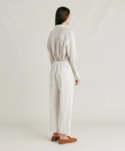 Pantalon Idaho Check Seersucker - Creme/Boue