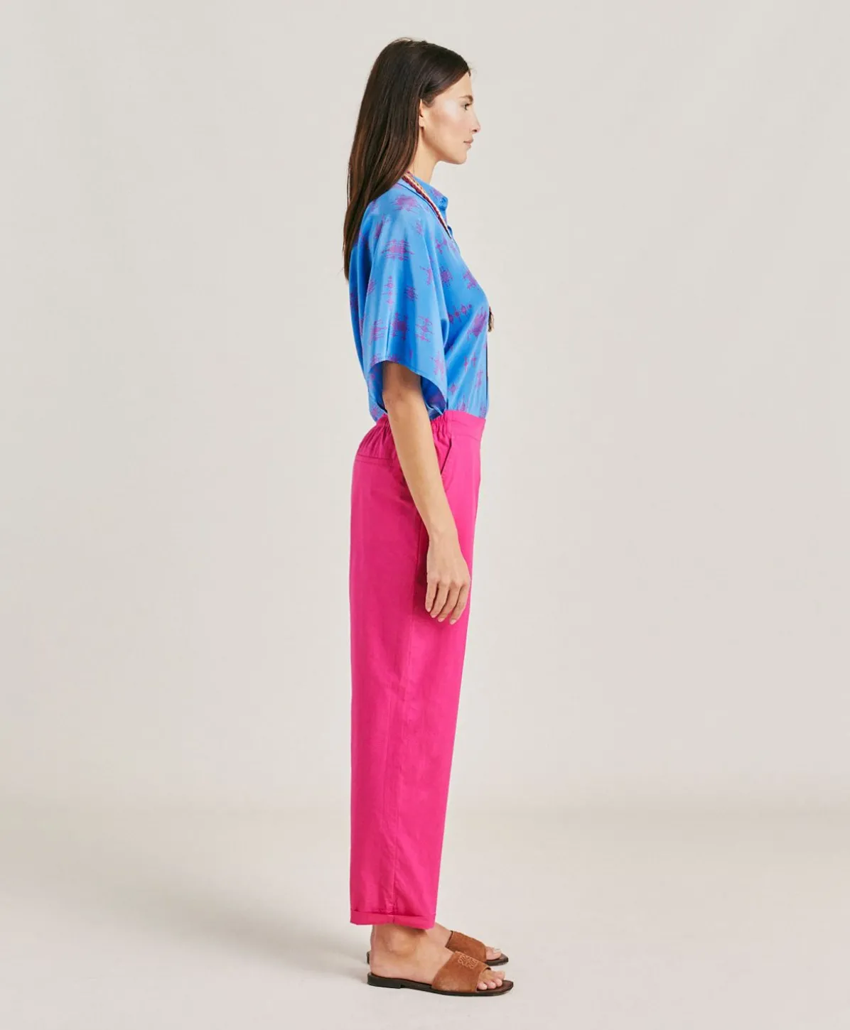 Pantalon Idaho En Popeline - Fuchsia