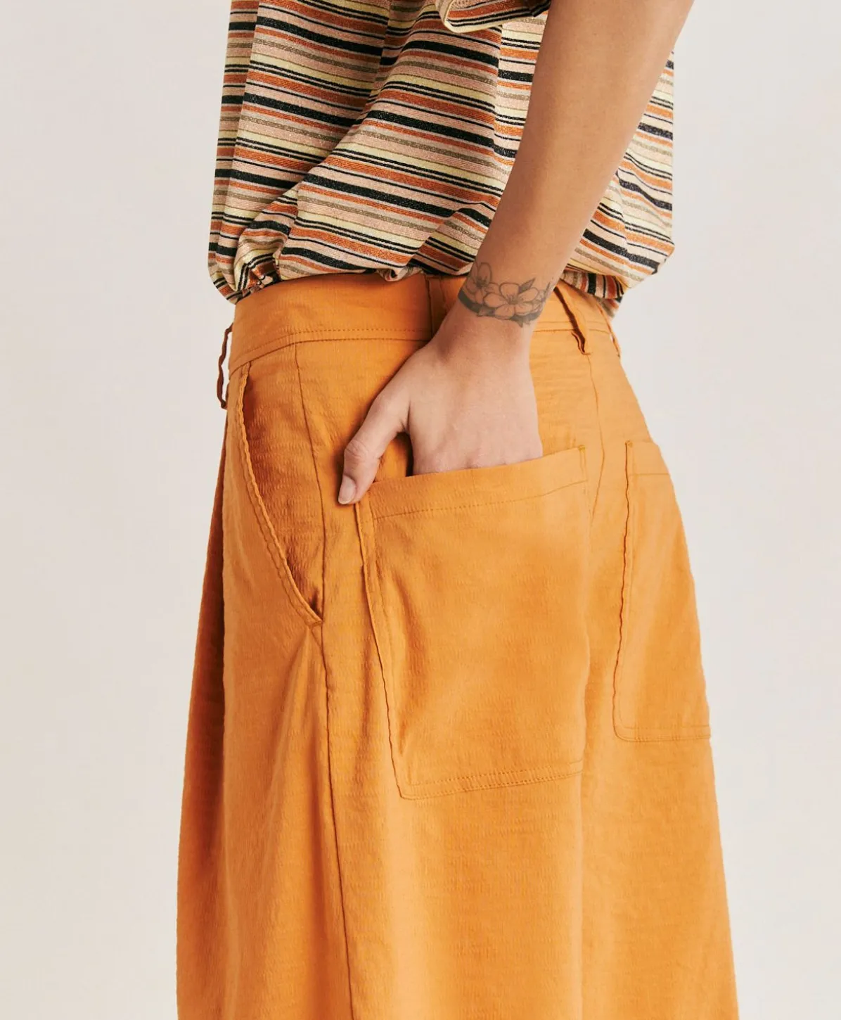 Pantalon Ilda En Lin Coton - Papaye