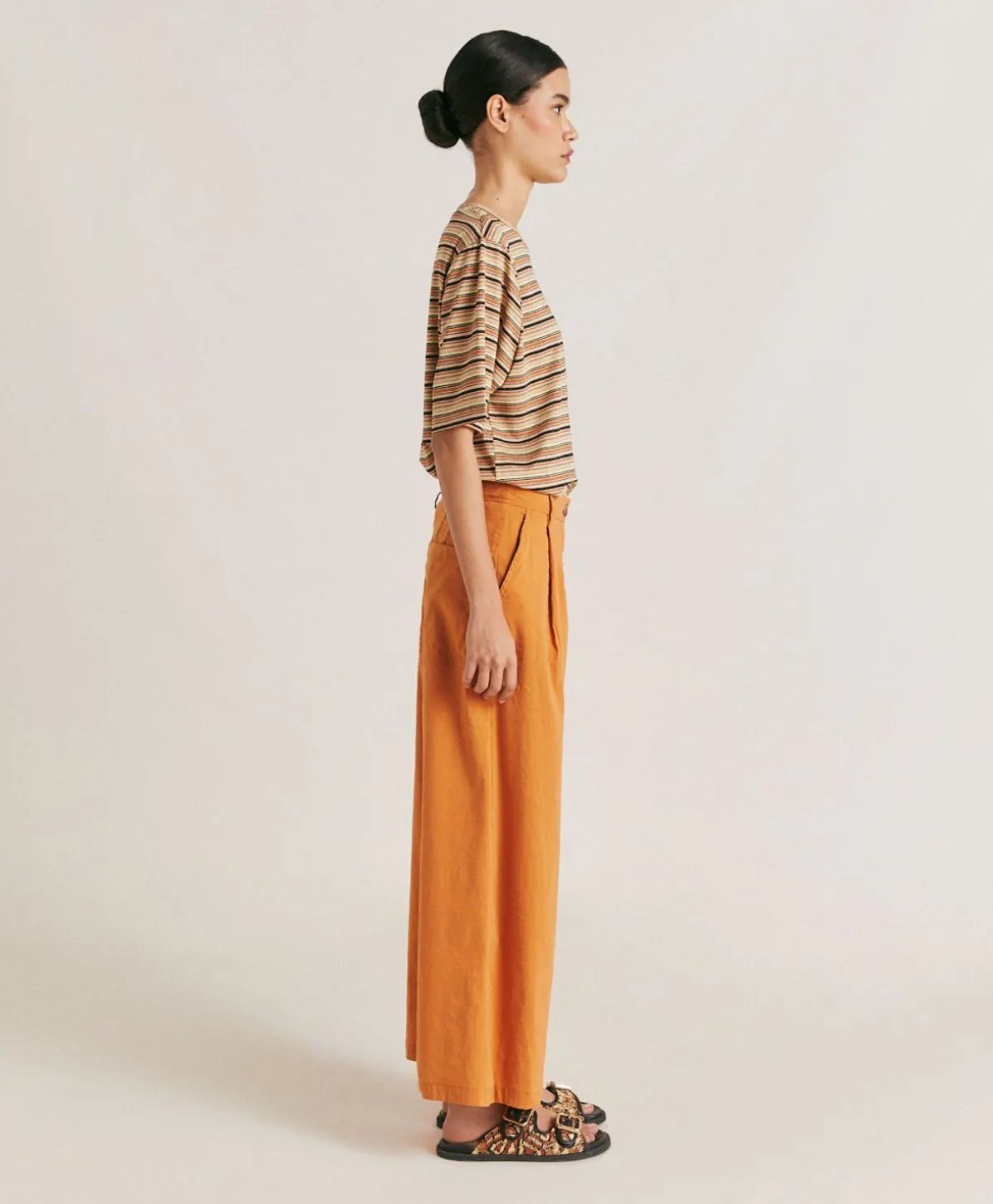 Pantalon Ilda En Lin Coton - Papaye