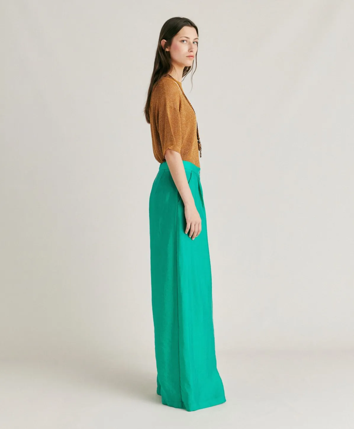 Pantalon Jacquard Cupro Patrice - Emeraude