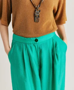 Pantalon Jacquard Cupro Patrice - Emeraude