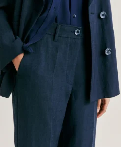 Pantalon Matthieu En Viscose De Lin Elegant - Bleu Nuit