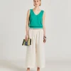 Pantalon Roca En Voile De Coton Brode - Creme