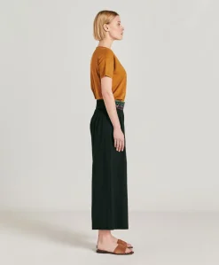 Pantalon Roca En Voile De Coton Brode - Noir