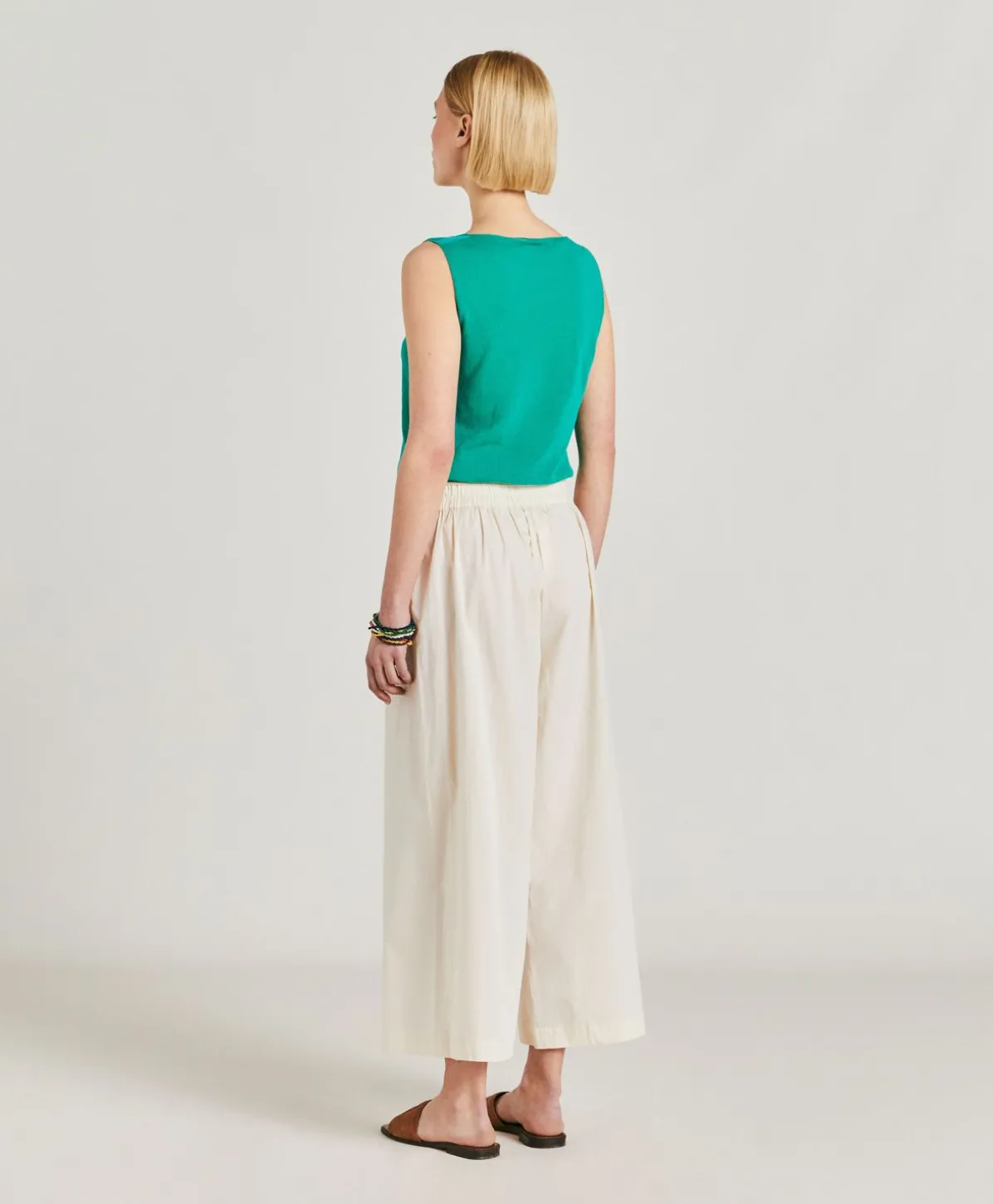 Pantalon Roca En Voile De Coton Brode - Creme