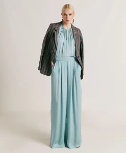 Pantalon Uni En Soie Patrice Bis - Ceruleen