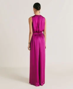 Pantalon Uni En Soie Patrice Bis - Cyclamen