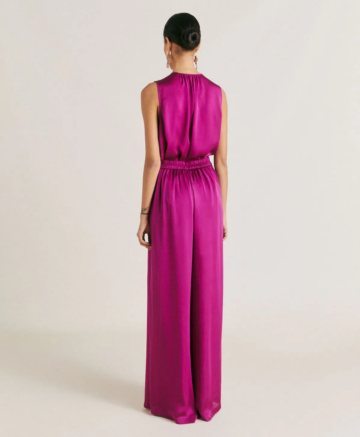 Pantalon Uni En Soie Patrice Bis - Cyclamen