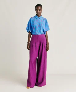 Pantalon Violina Elegant En Lin Viscose - Cyclamen