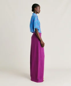 Pantalon Violina Elegant En Lin Viscose - Cyclamen