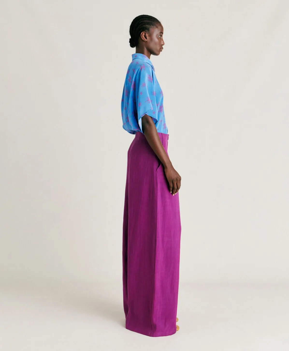 Pantalon Violina Elegant En Lin Viscose - Cyclamen