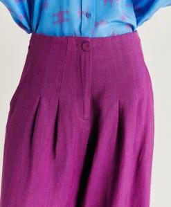 Pantalon Violina Elegant En Lin Viscose - Cyclamen