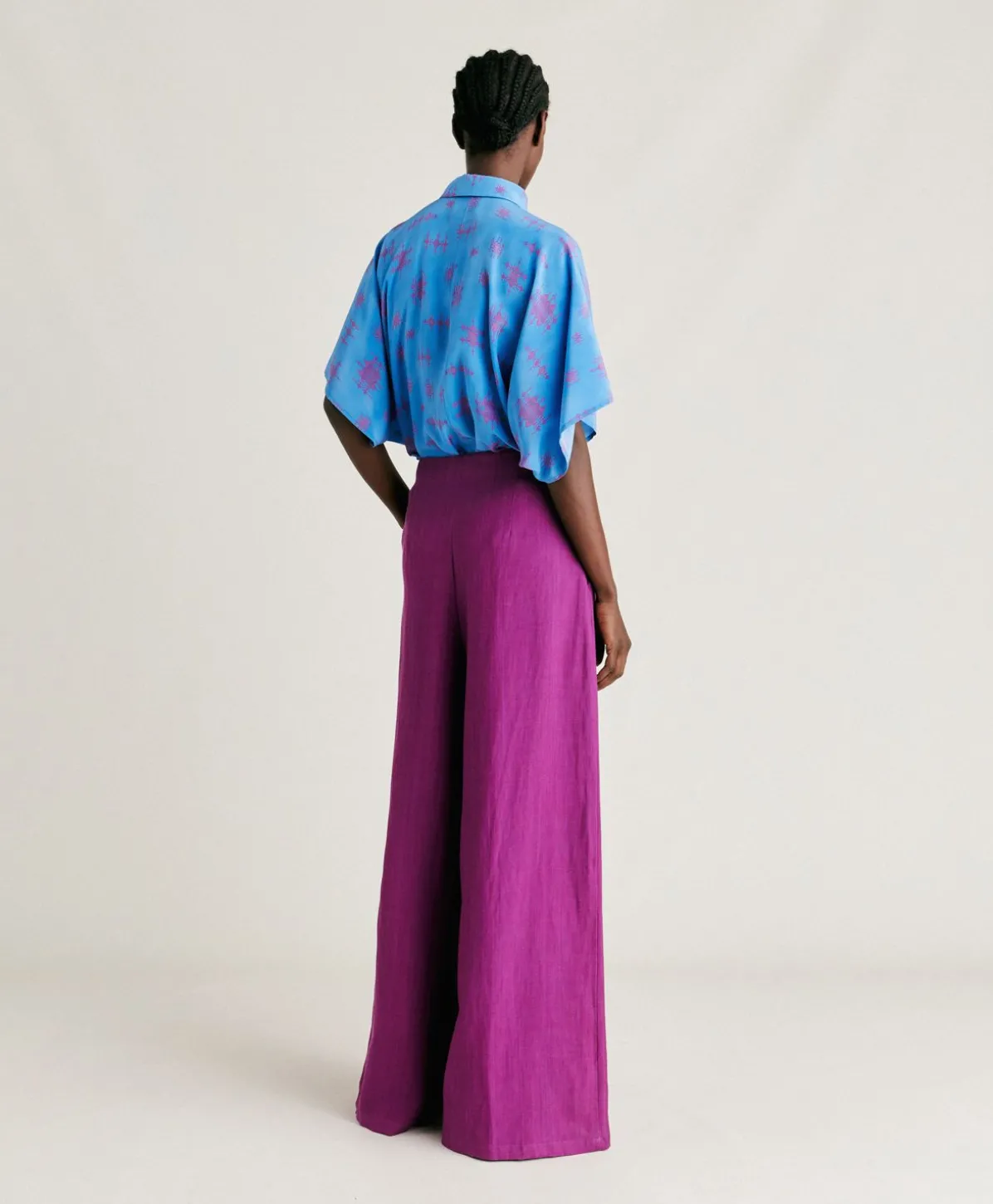 Pantalon Violina Elegant En Lin Viscose - Cyclamen