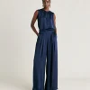 Patrice Bis Pantalon Uni En Soie - Bleu Nuit