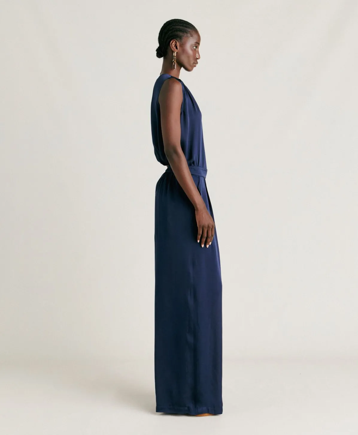 Patrice Bis Pantalon Uni En Soie - Bleu Nuit