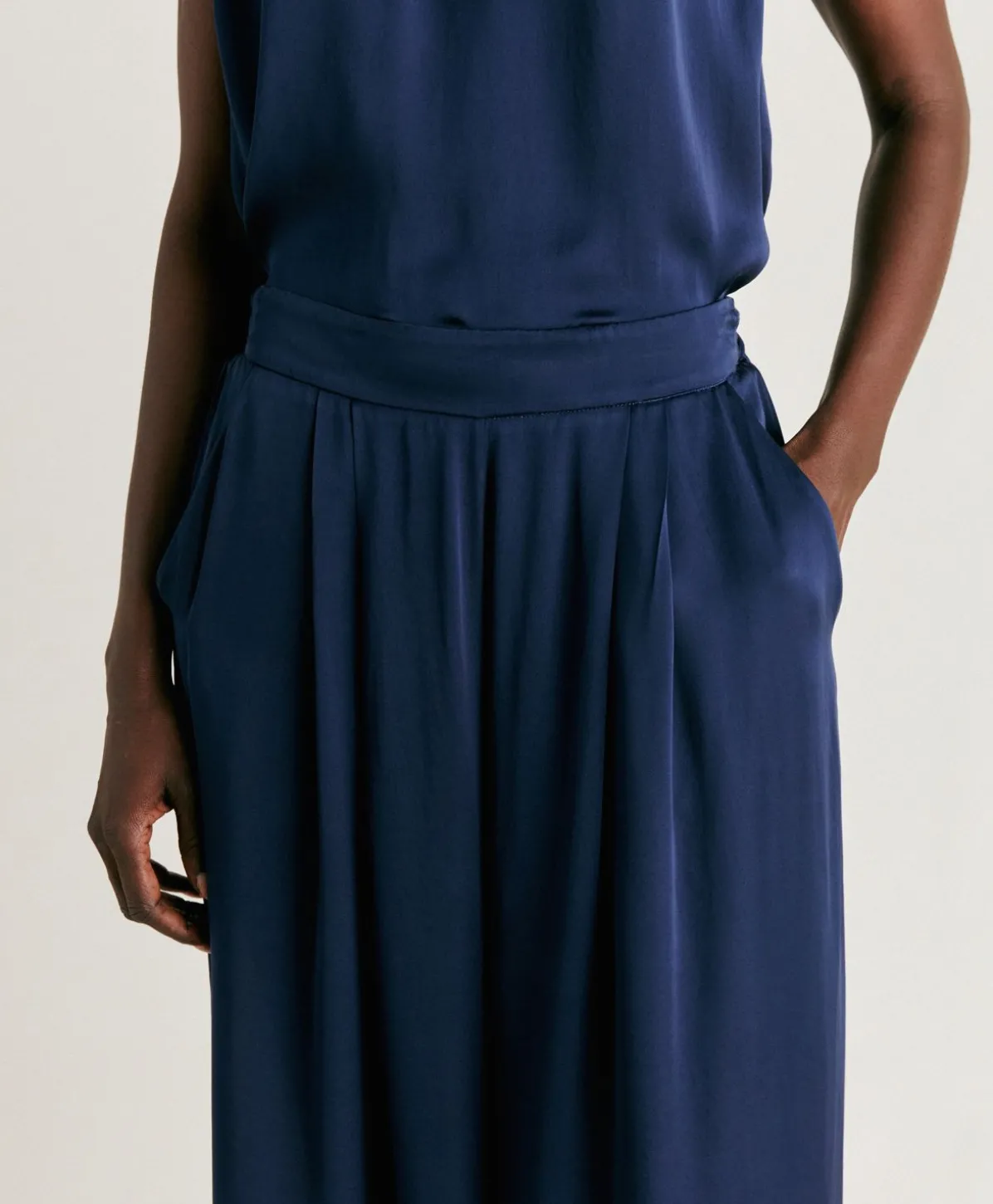 Patrice Bis Pantalon Uni En Soie - Bleu Nuit