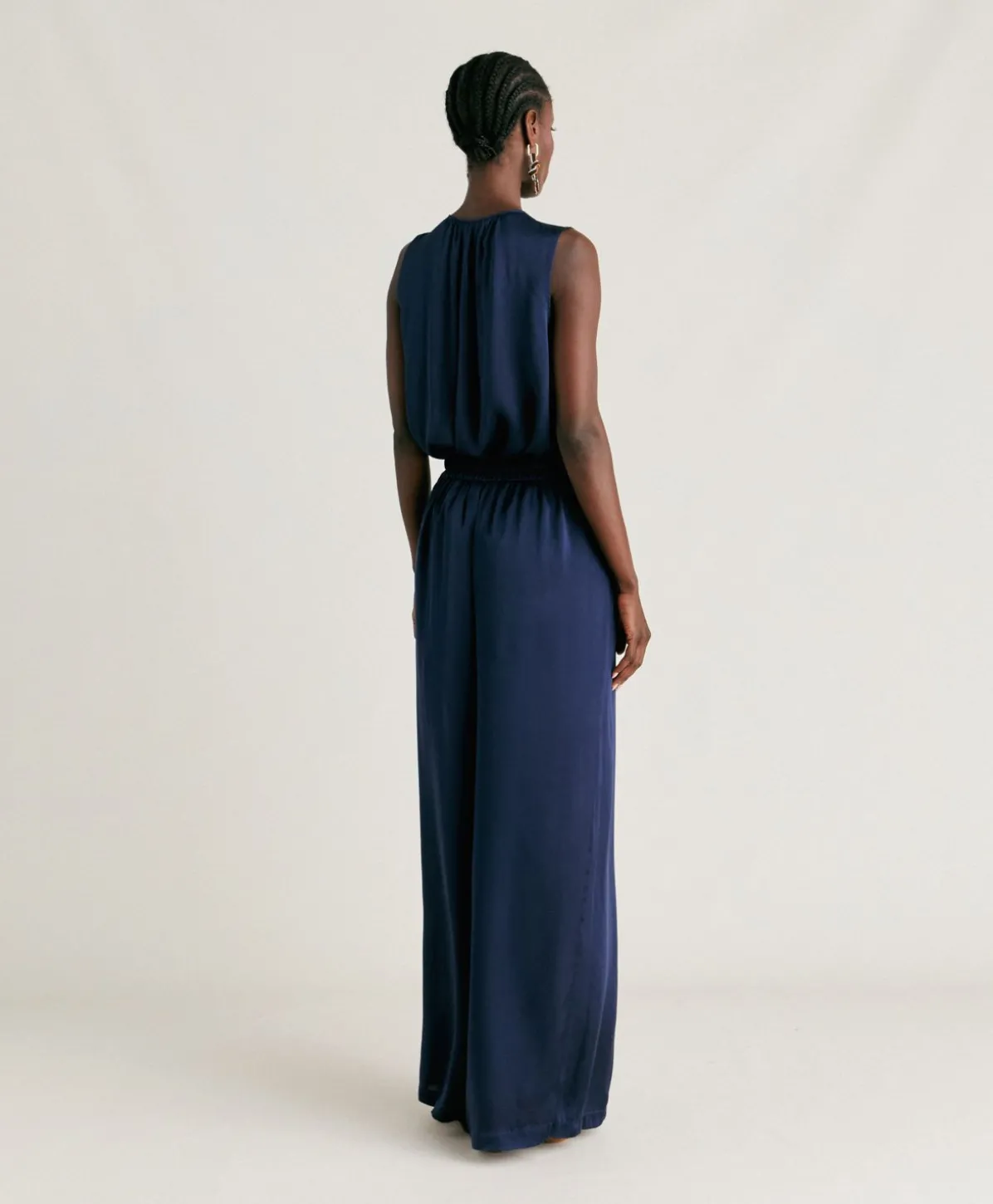 Patrice Bis Pantalon Uni En Soie - Bleu Nuit
