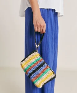Pochette En Raphia Raye Yamir - Multicolore