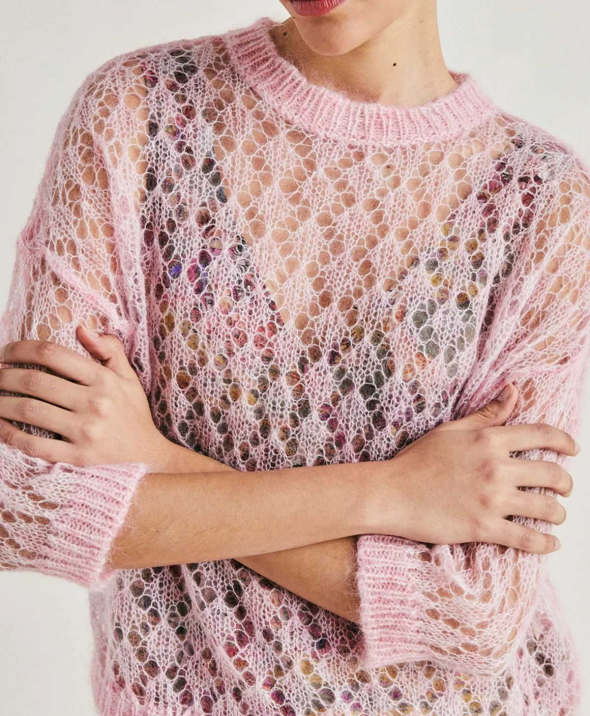 Pull Campanula En Mohair Doux - Rose Bebe