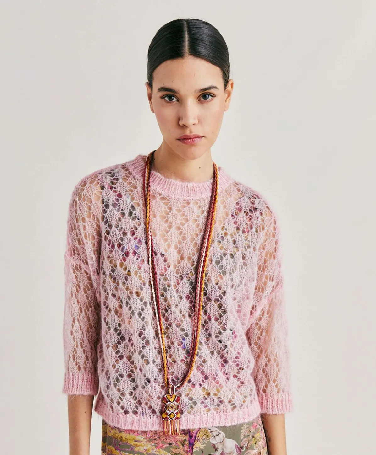 Pull Campanula En Mohair Doux - Rose Bebe