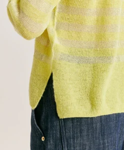 Pull Egide Perlata Raye Lurex - Citron Vert