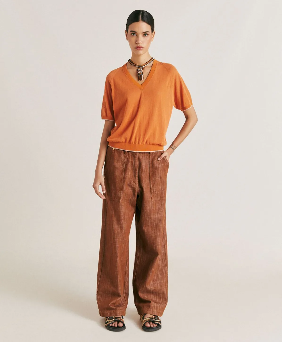 Pull En Lin Edie - Orange