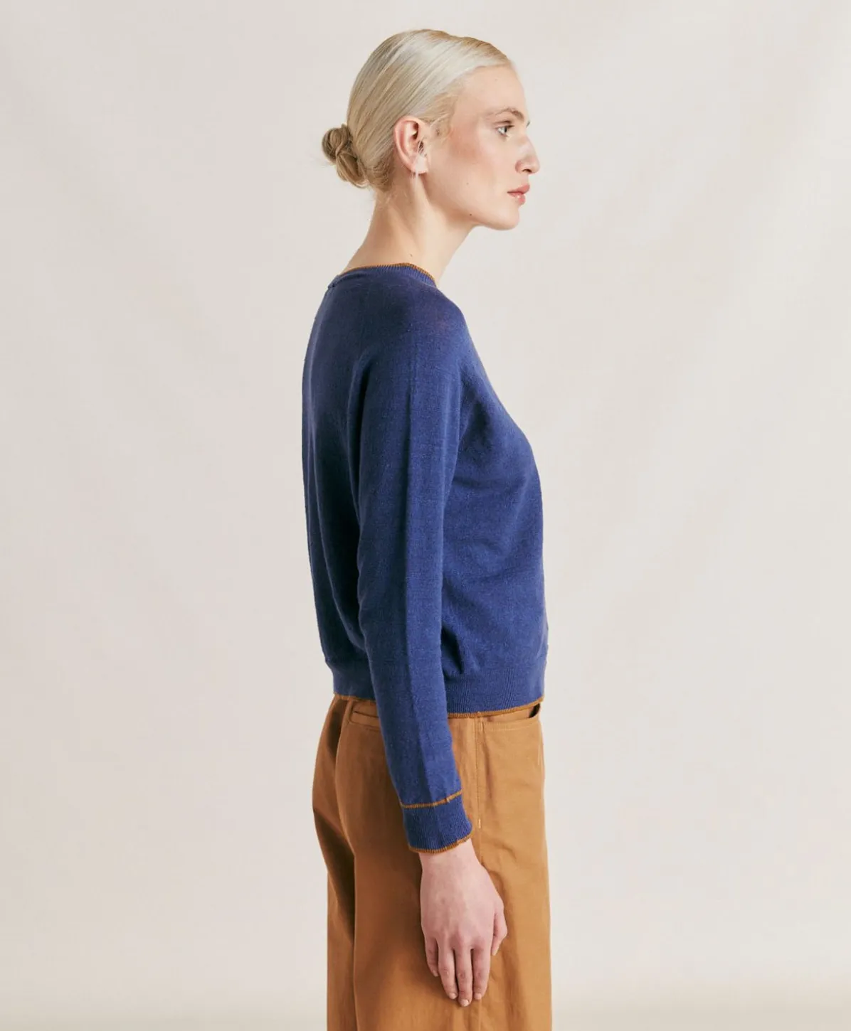 Pull En Lin Stretch Rio - Bleu