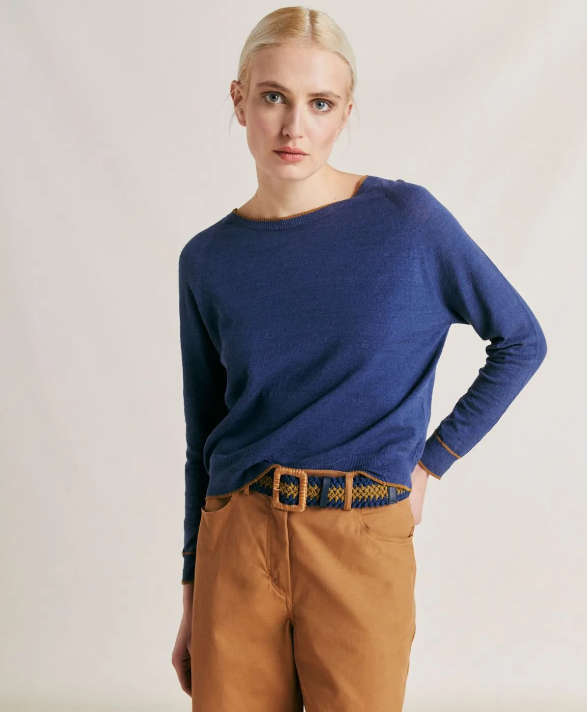 Pull En Lin Stretch Rio - Bleu