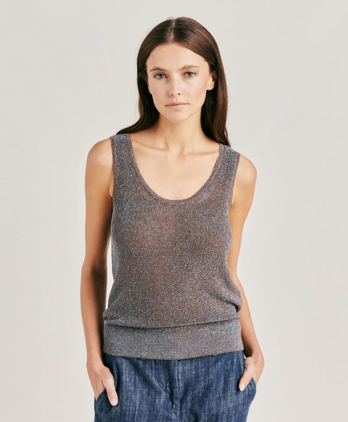 Pull Liccia Perlata Lurex - Corteccia