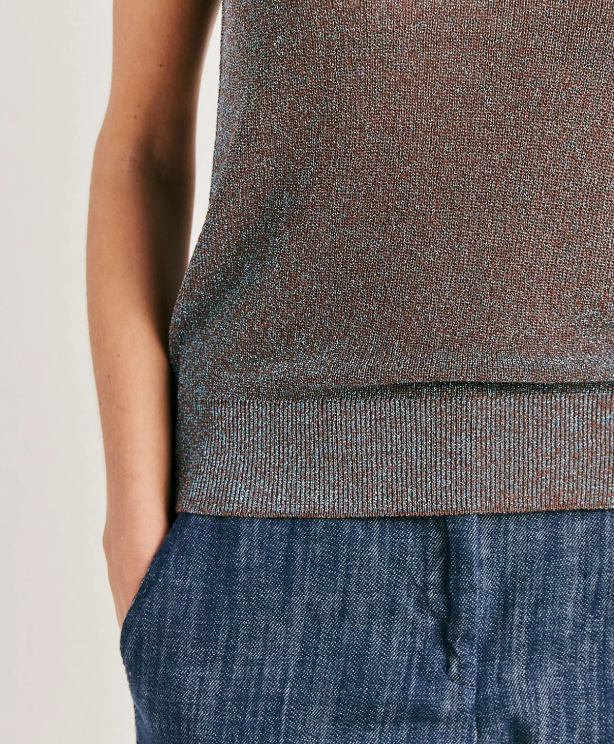 Pull Liccia Perlata Lurex - Corteccia