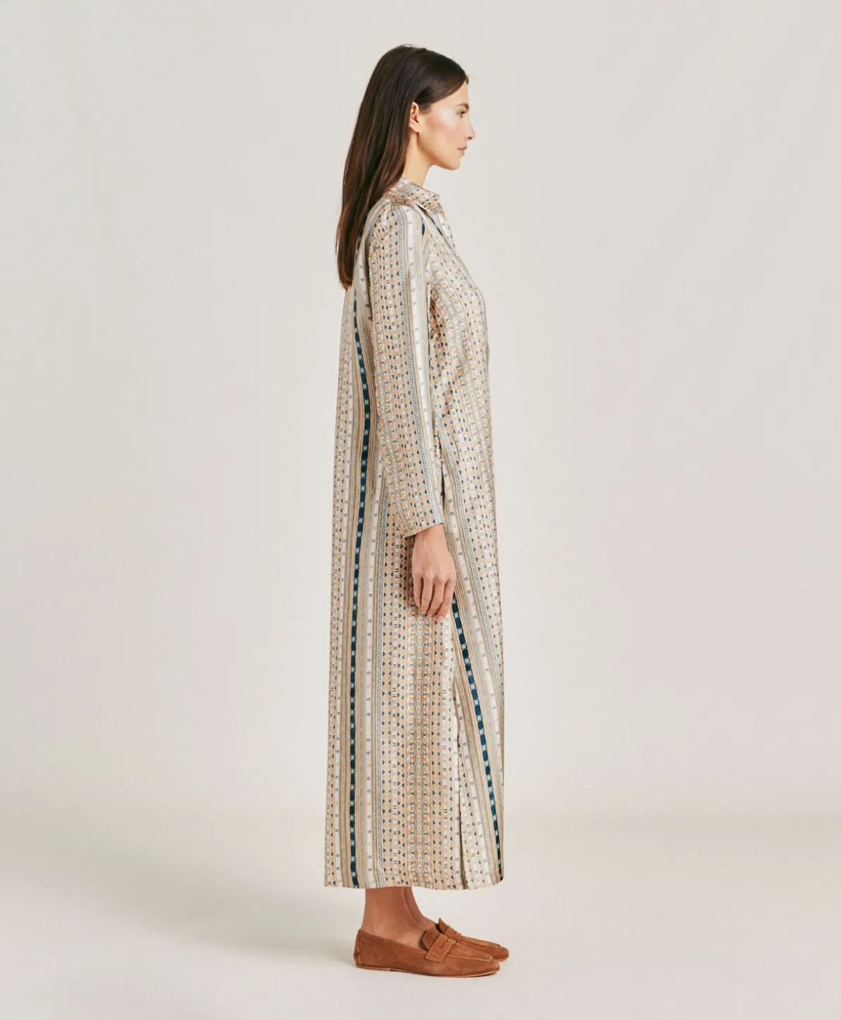 Robe Aligusta En Serge De Soie - Sable Multicolore