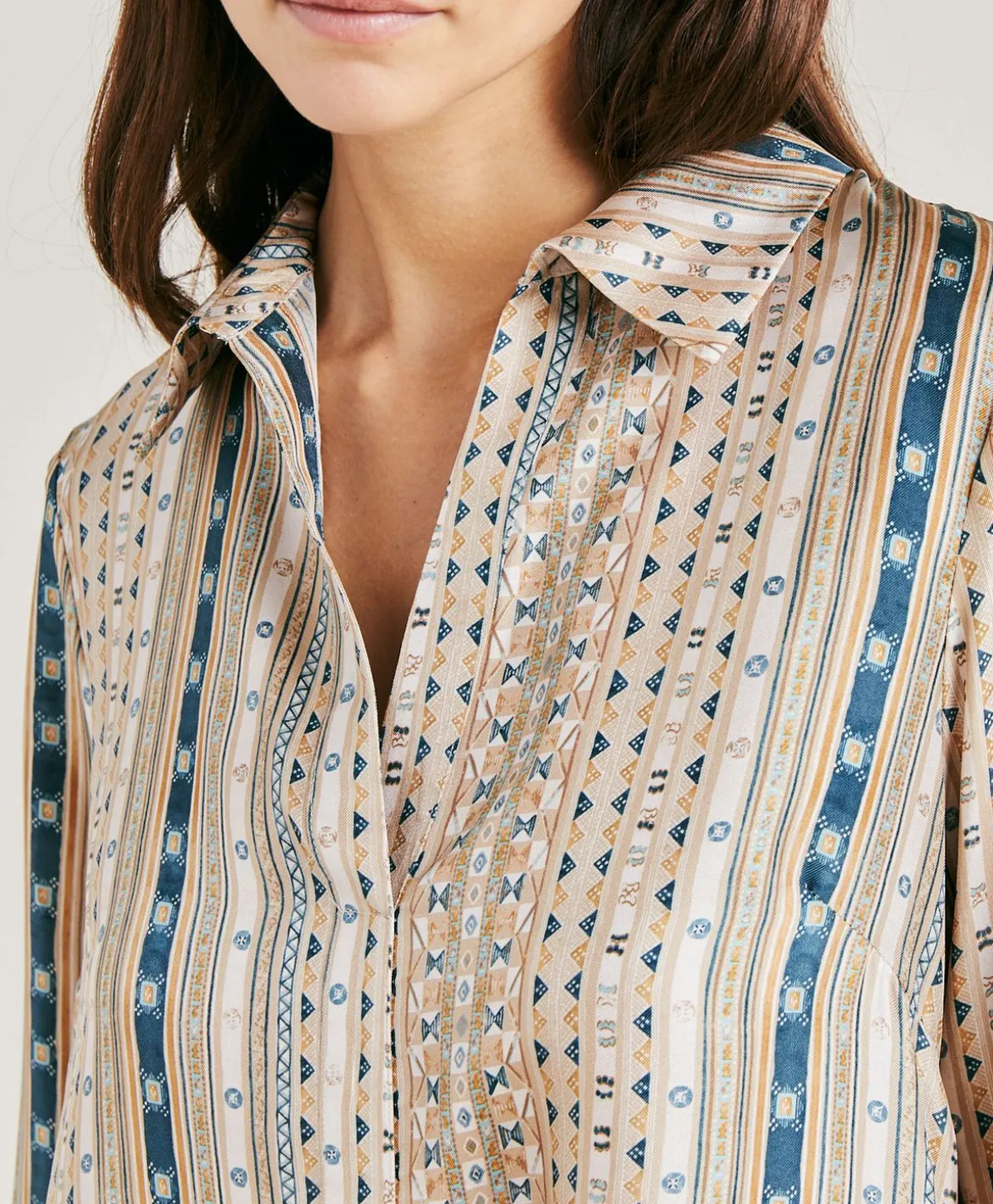 Robe Aligusta En Serge De Soie - Sable Multicolore