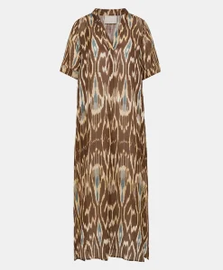 Robe Altamura En Lin Viscose - Cacao Multicolore