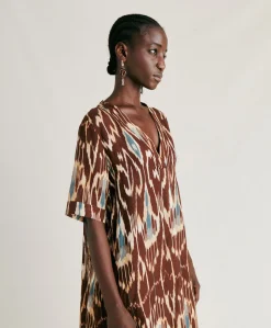 Robe Altamura En Lin Viscose - Cacao Multicolore