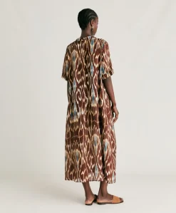 Robe Altamura En Lin Viscose - Cacao Multicolore