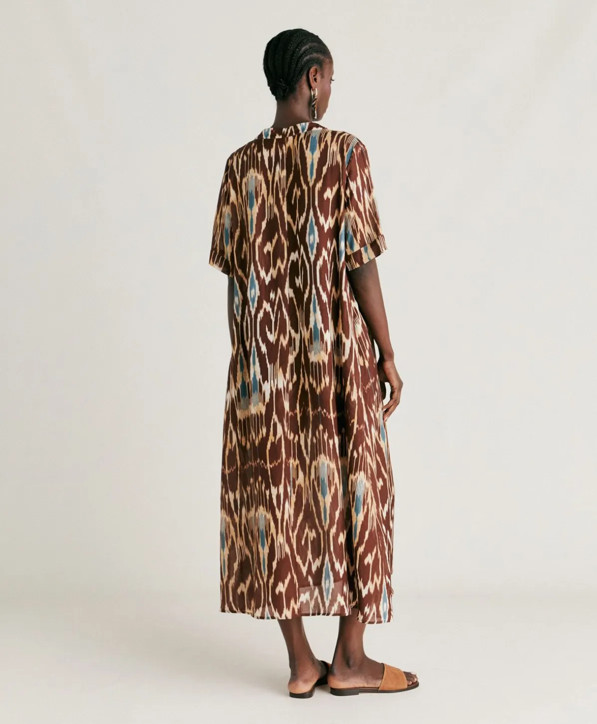 Robe Altamura En Lin Viscose - Cacao Multicolore