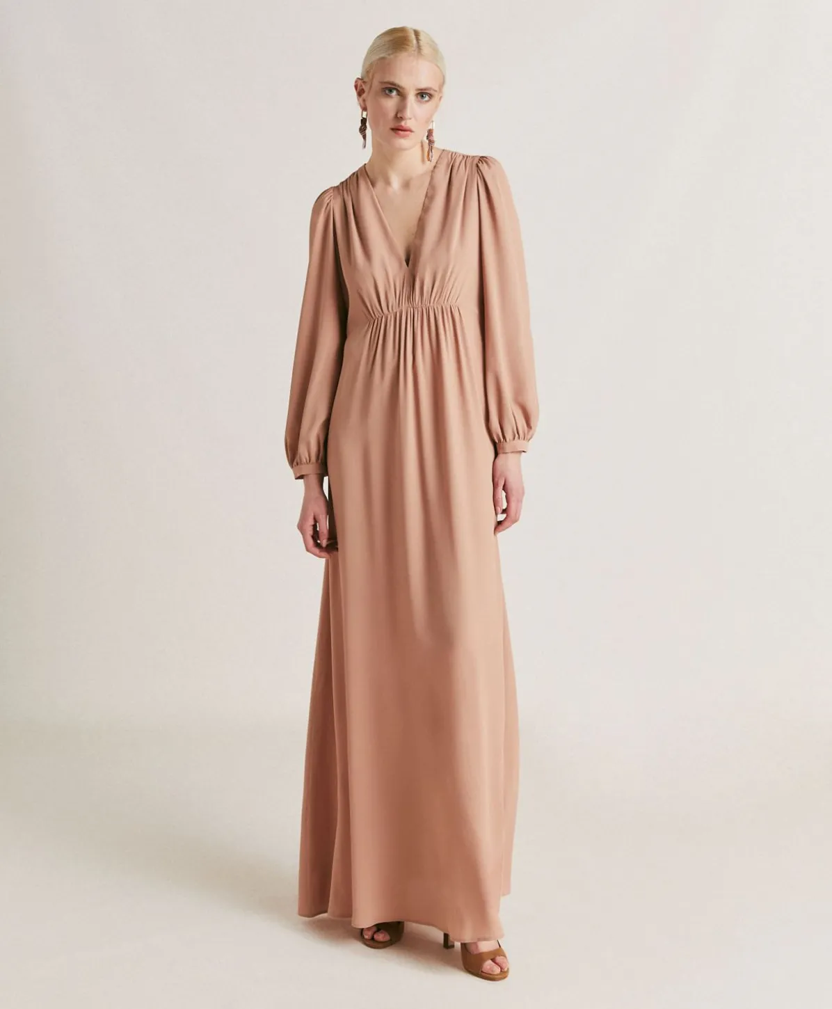 Robe Artemisia En Acetate De Soie Unie - Nude