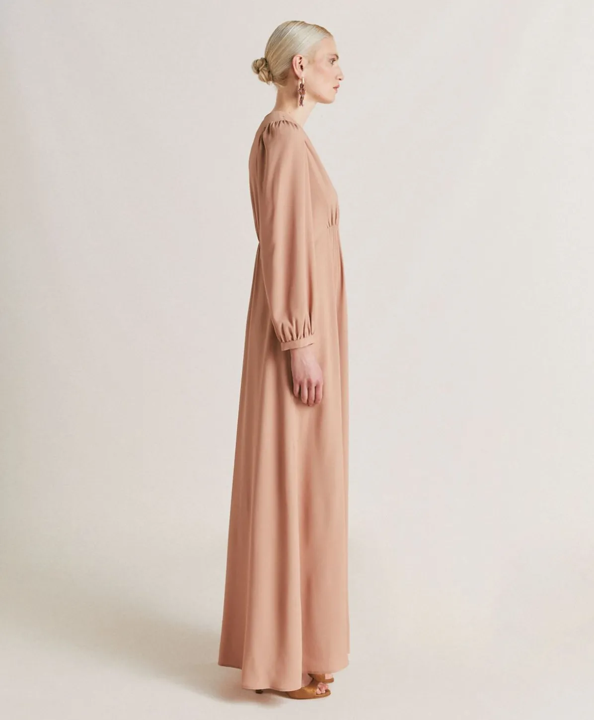 Robe Artemisia En Acetate De Soie Unie - Nude
