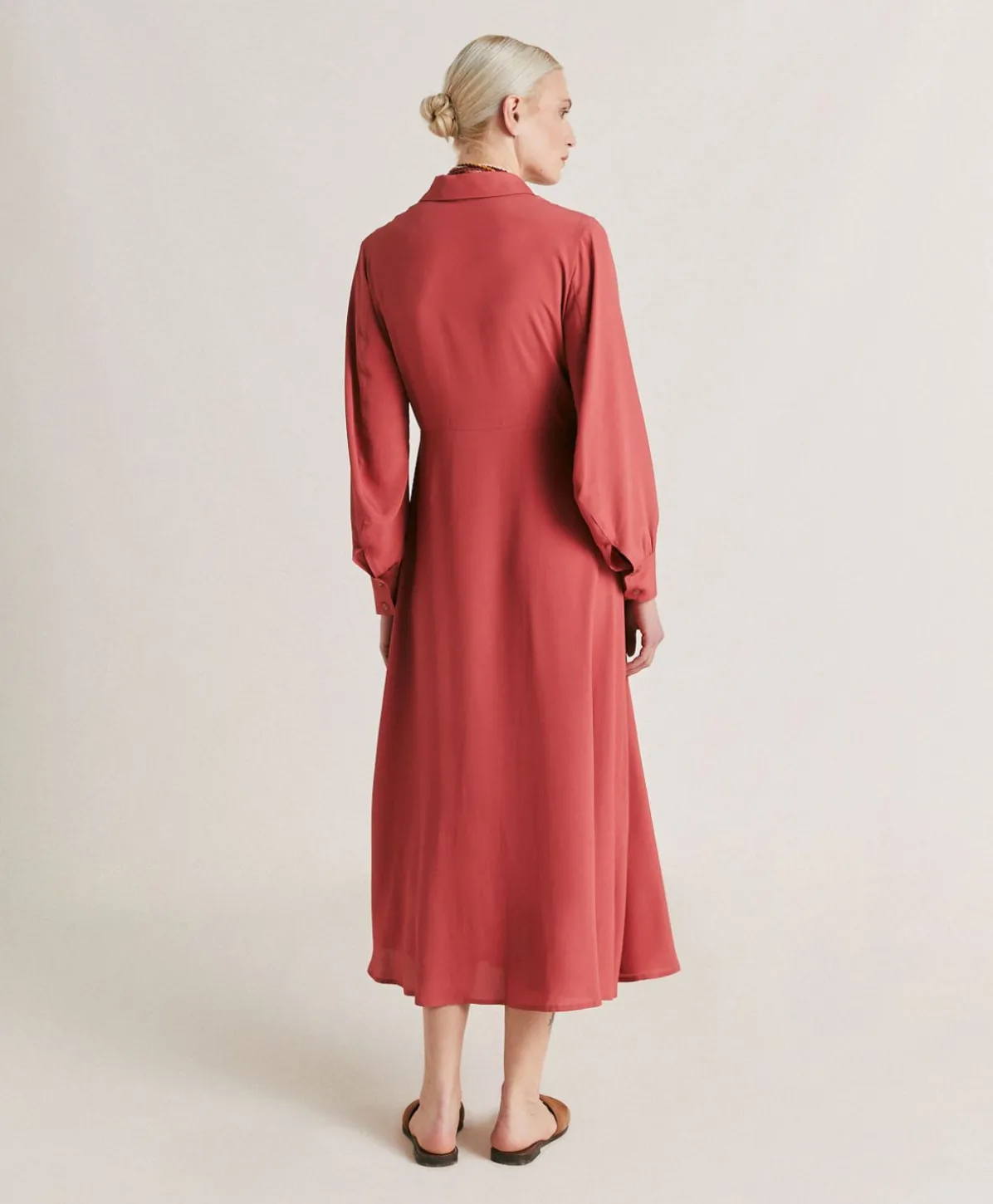 Robe Bethany En Acetate De Soie Uni - Amarante