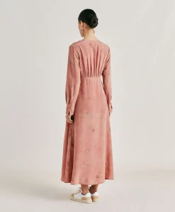 Robe Cala Junco En Crepe De Chine - Rose Multicolore