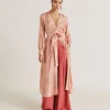 Robe California En Haboutai De Soie - Creme/Corail