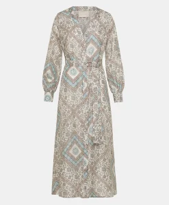 Robe California En Haboutai De Soie - Creme/Poussiereux
