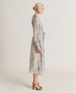 Robe California En Haboutai De Soie - Creme/Poussiereux