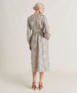 Robe California En Haboutai De Soie - Creme/Poussiereux