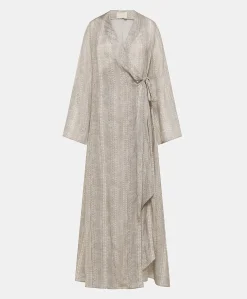 Robe Caterina En Lin Viscose - Creme/Perle