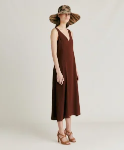 Robe Chumba En Acetate De Soie - Chocolat